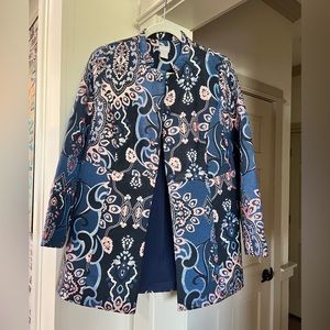 Chico’s, SIZE 0 (4/6) mandarin collar jacket in Polyester/Rayonn.